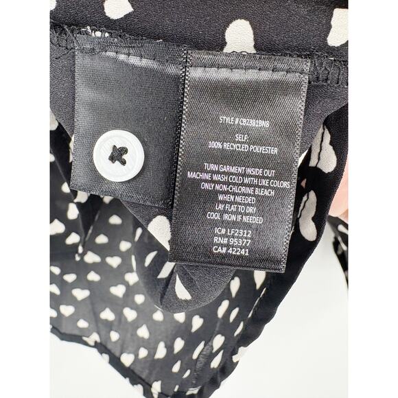 SANCTUARY Top Size L NEW Lizzie Sateen Tunic Black White Hearts Blouse - Picture 5 of 6